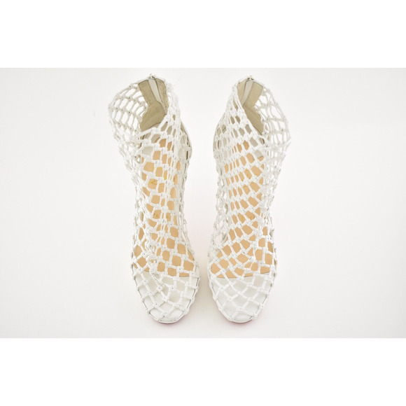 Christian Louboutin Porligat 120 White Latte Caged Boot Bootie Heel Pump 37.5 - Picture 7 of 12